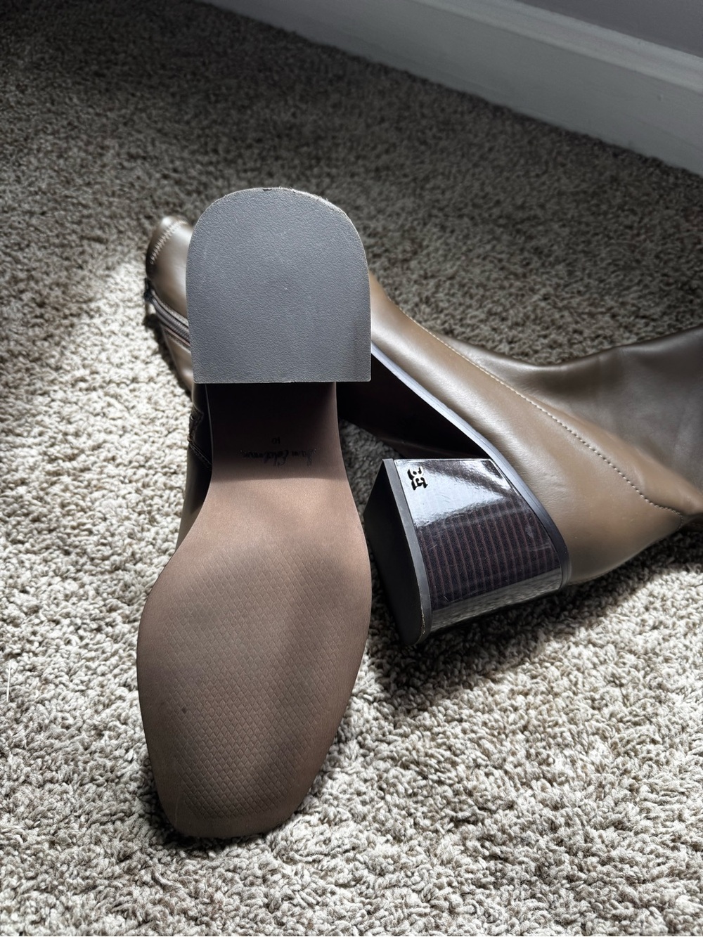 Sam Edelman Taupe Mid-Calf Block Heel Zip Boots - Picture 4 of 4